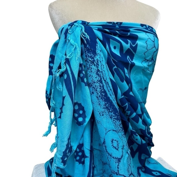 Huge Oversized Aqua Blue Beach Wrap Coverup Scarf - Picture 6 of 7